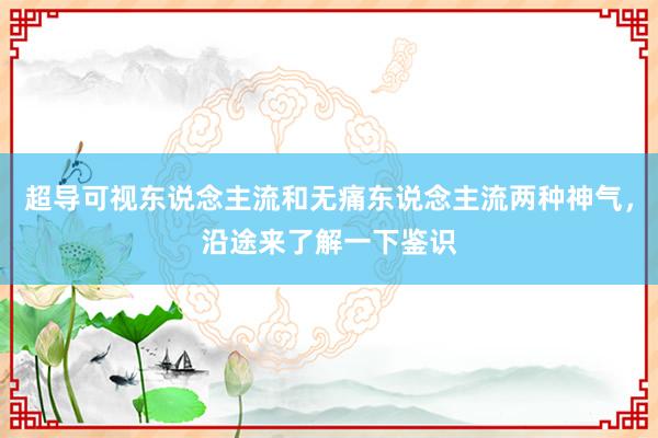 超导可视东说念主流和无痛东说念主流两种神气，沿途来了解一下鉴识